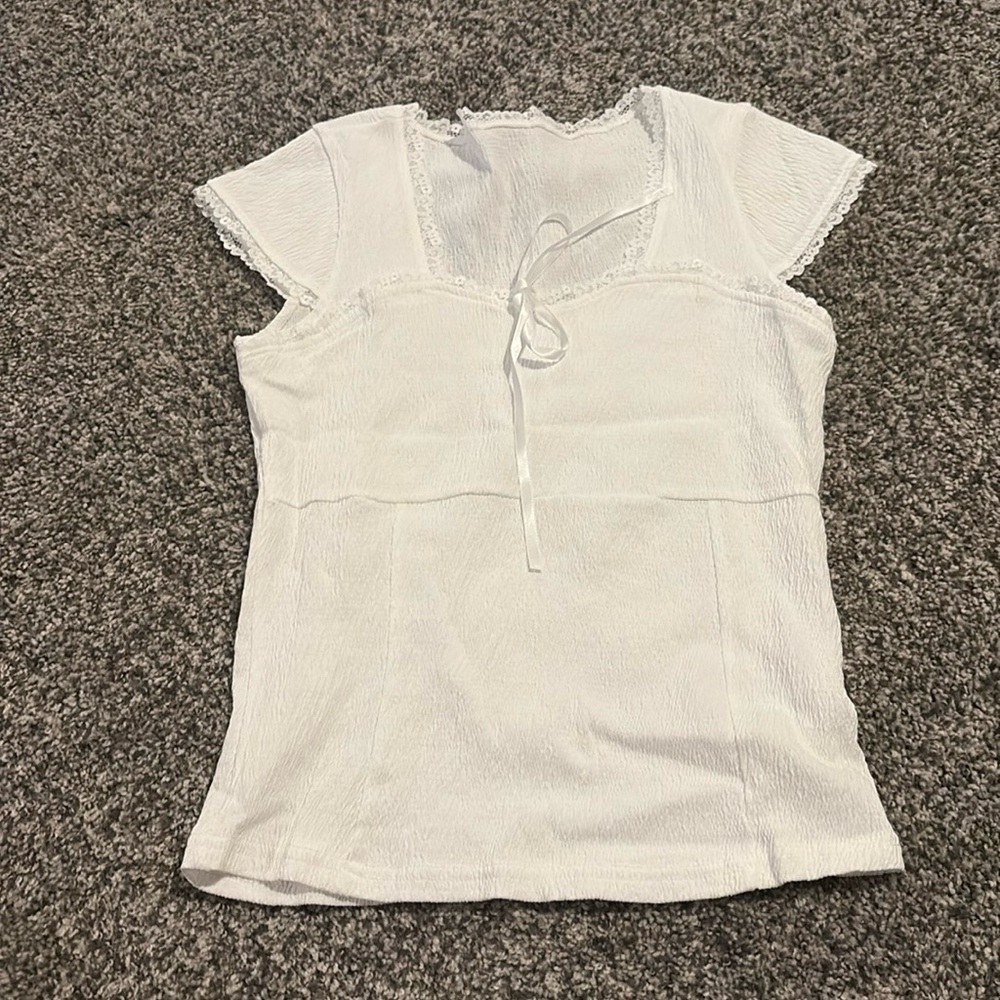 Znbbw white bow shirt